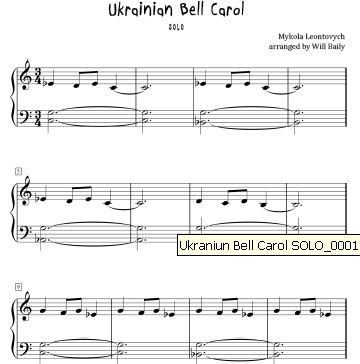 Ukrainian Bell Carol Sheet Music and Sound Files for Piano Students